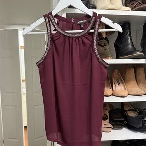 Express Women's Burgundy Embellished Blouse
